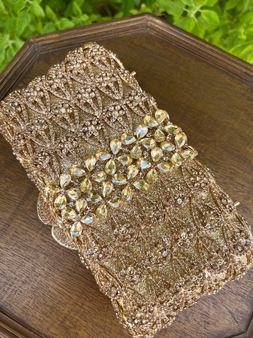 Iconic Gold Rhinestone Sparkling Clutch Purse | House of Inaayat