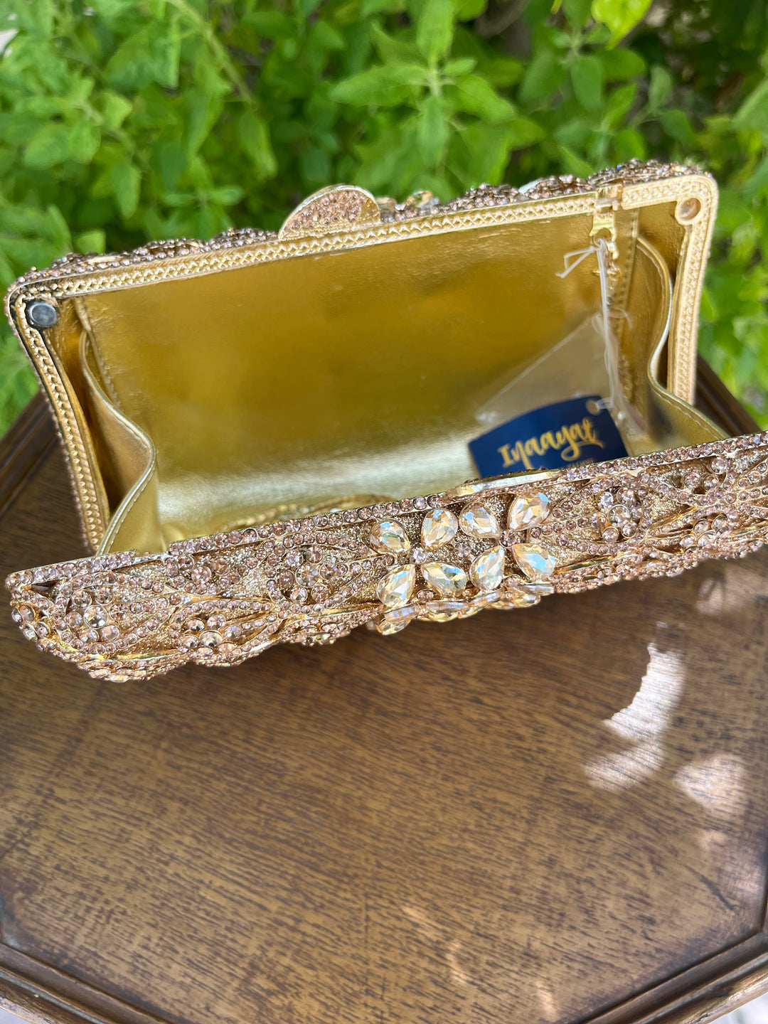 Iconic Gold Rhinestone Sparkling Clutch Purse | House of Inaayat