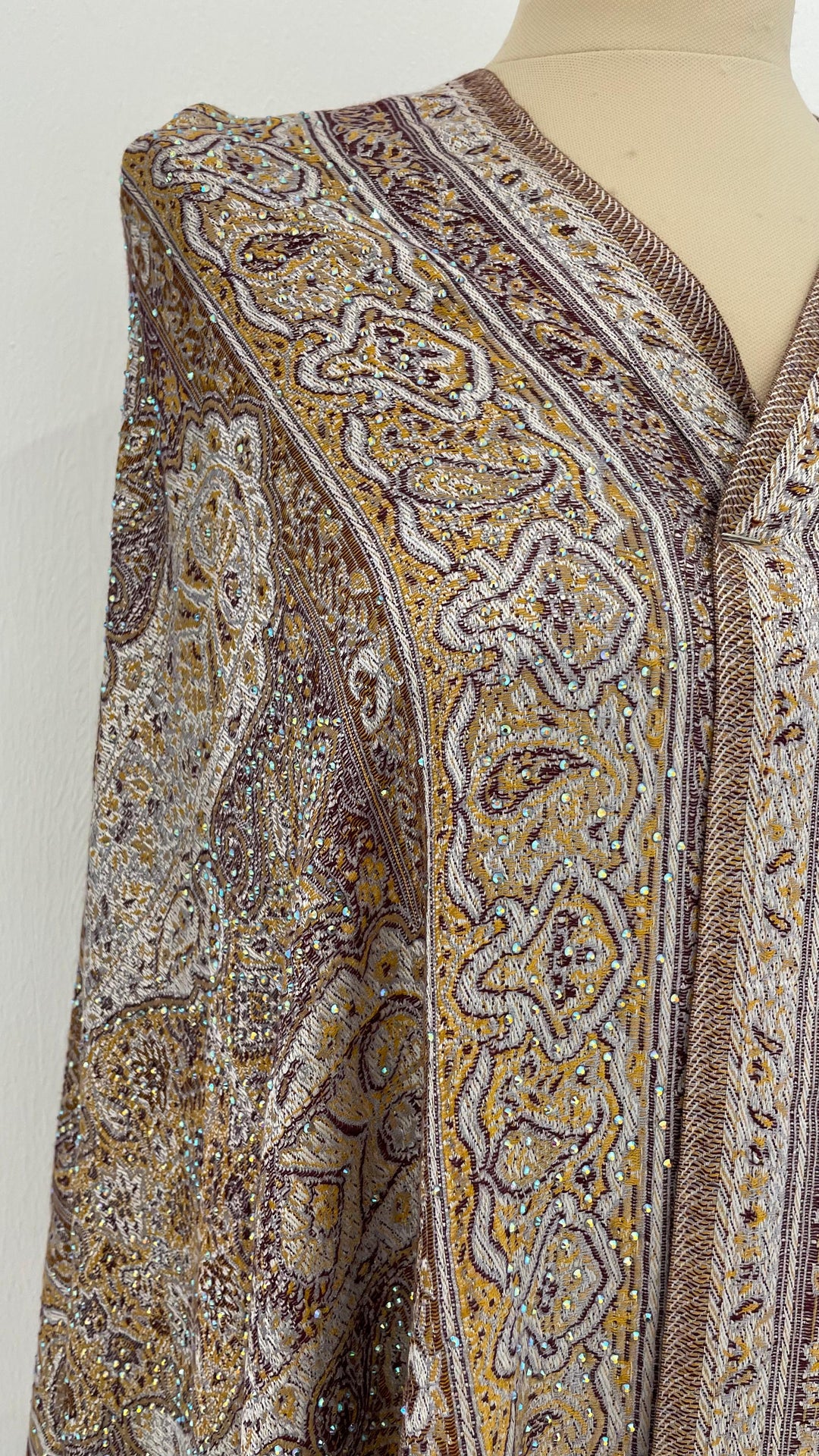 Simi Beige Cashmere With Rhinestones Scarf