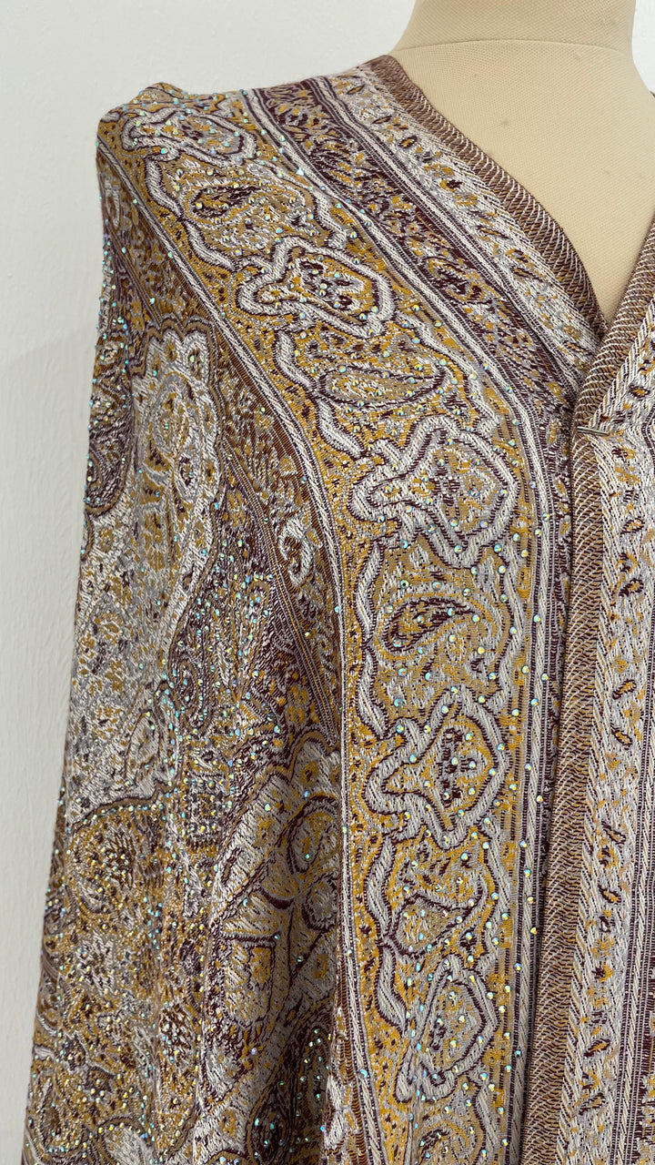 Simi Beige Cashmere With Rhinestones Scarf