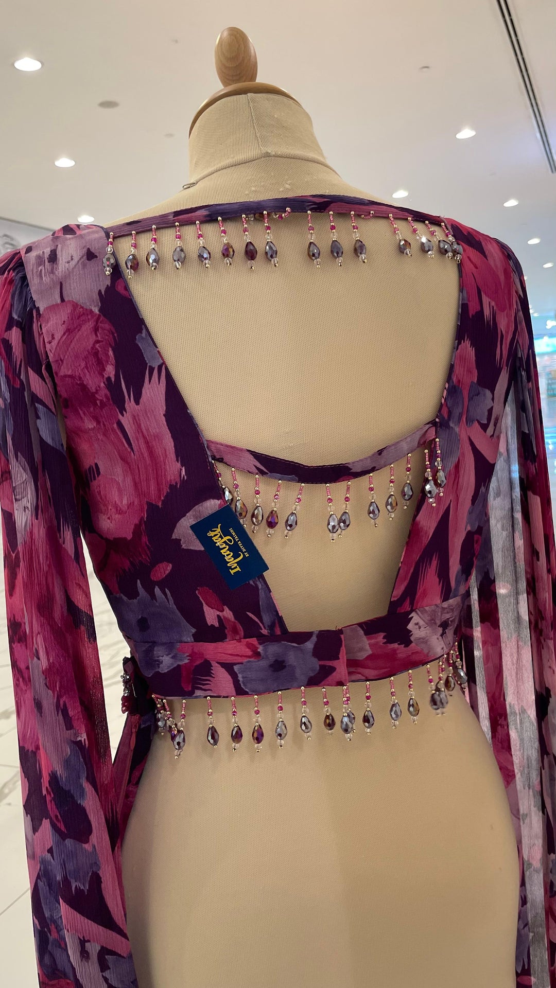 Kiara Purple & Pink Floral Showstopper Georgette Beaded Sharara Set with Dramatic Sleeves | Inaayat by Divya Taimni
