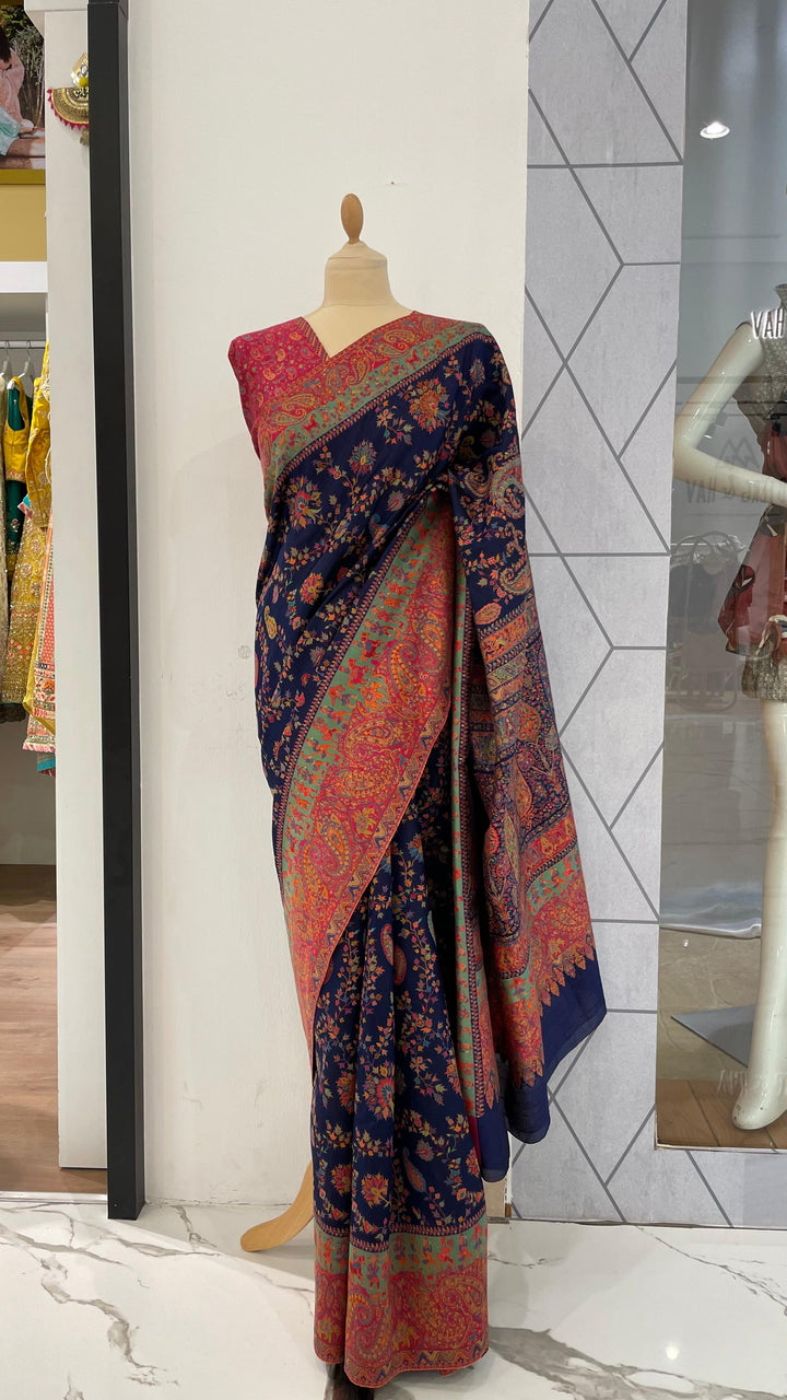 Nayan Silk Saree Navy Blue Baraat Royal Wedding Procession Saree