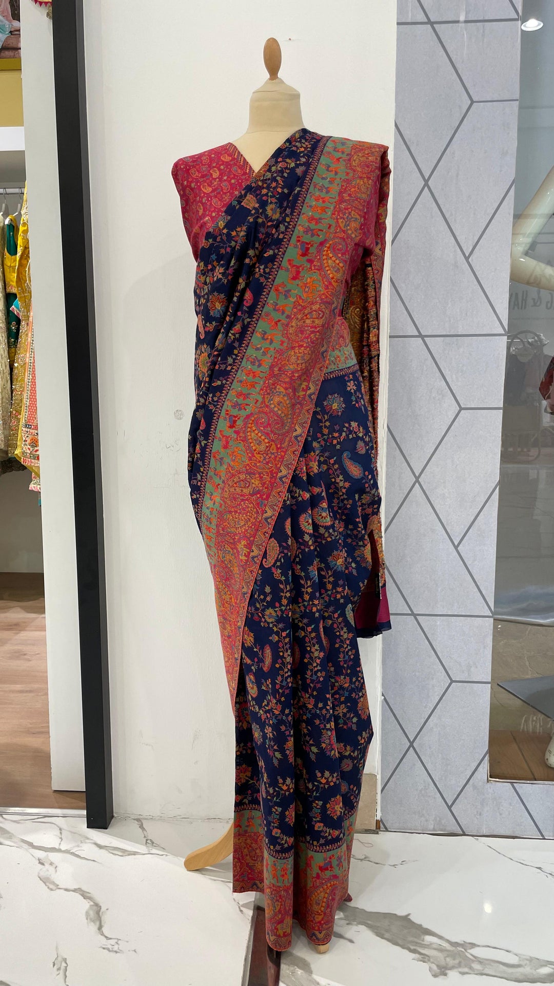 Nayan Silk Saree Navy Blue Baraat Royal Wedding Procession Saree