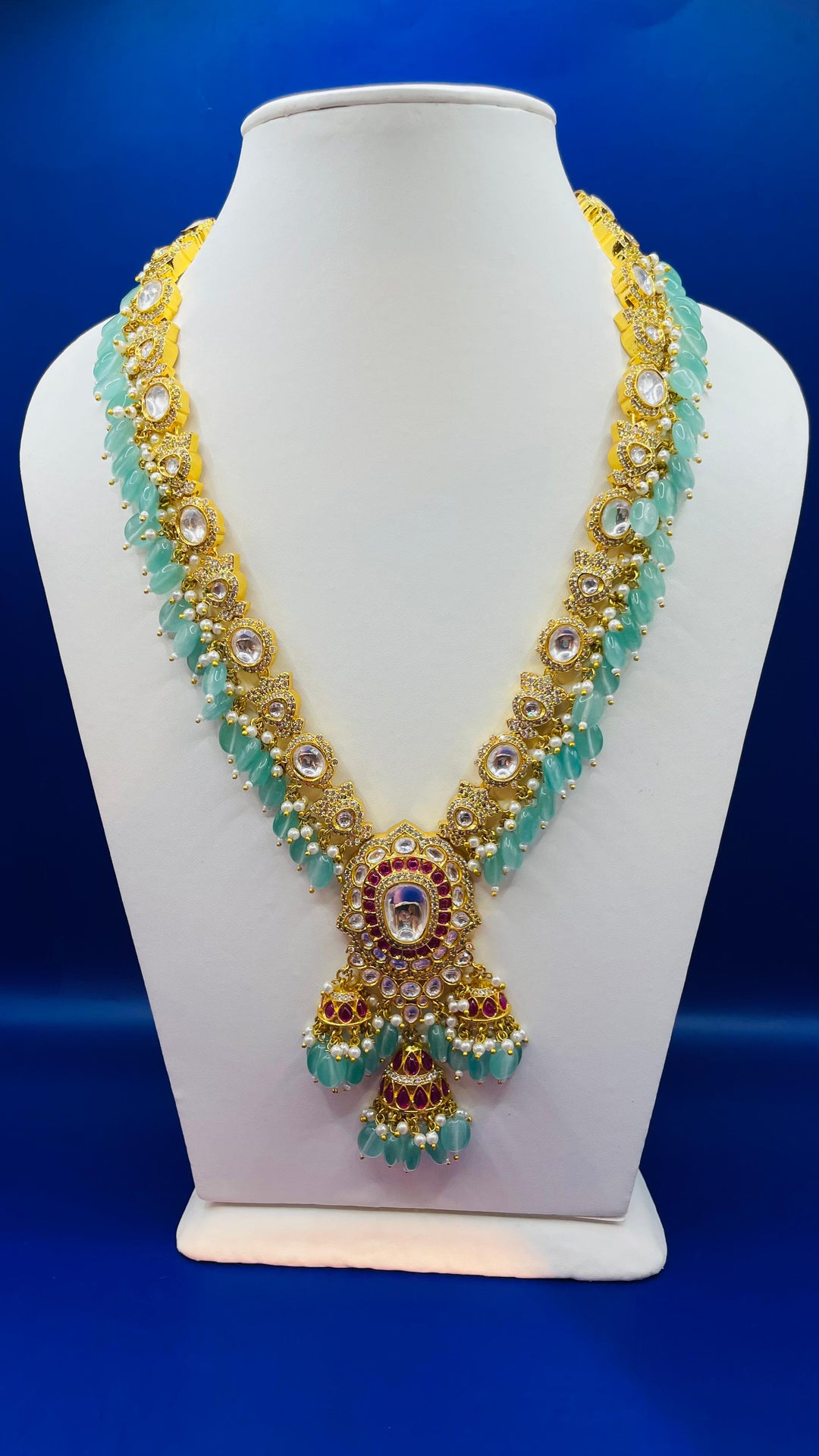Sage Green and Gold Kundan Bridal Statement Necklace and Earrings Set |Inaayat by Divya Taimni