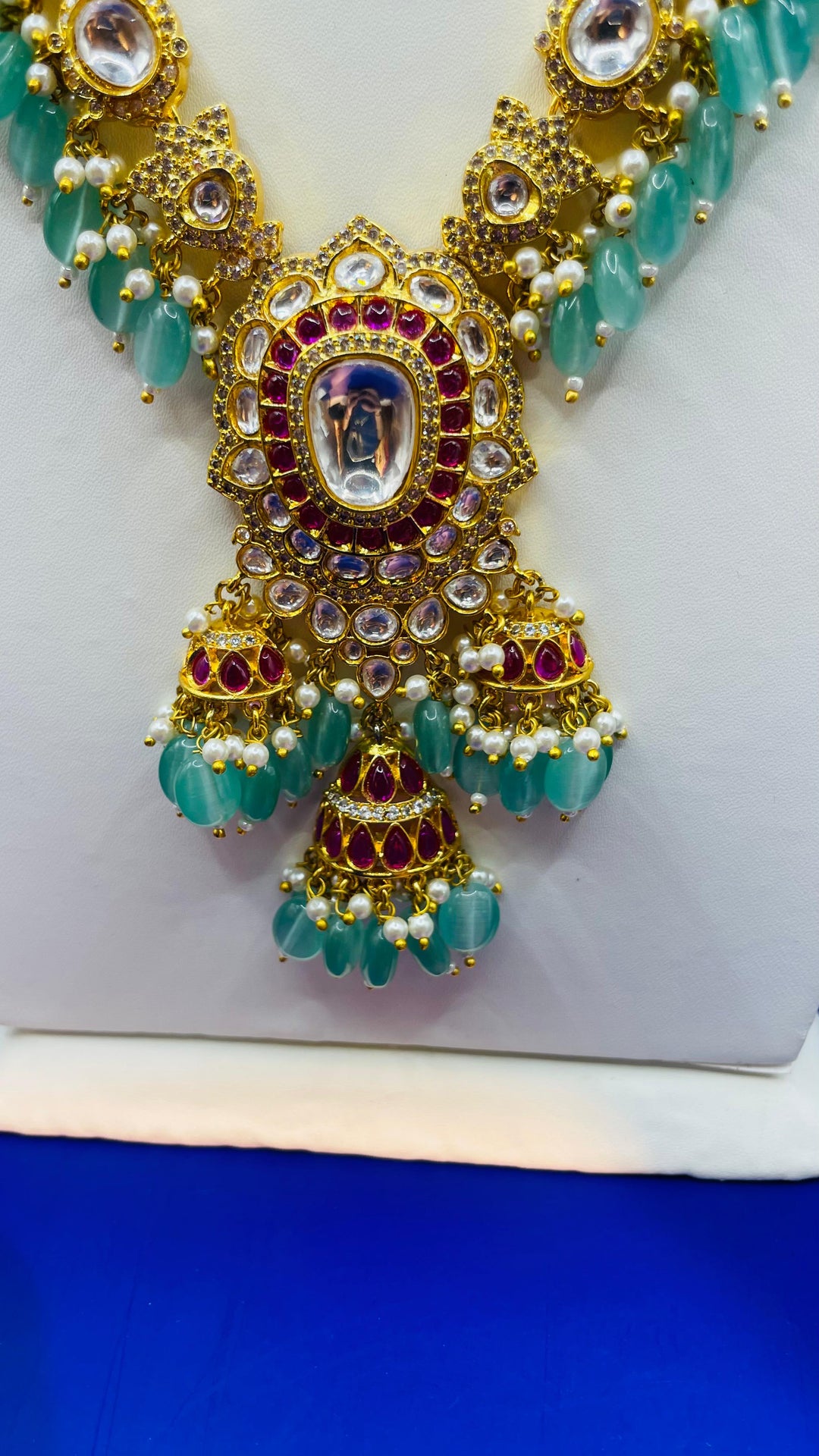 Sage Green and Gold Kundan Bridal Statement Necklace and Earrings Set |Inaayat by Divya Taimni