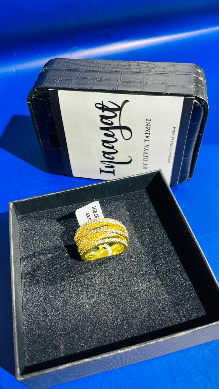Anu Gold white Ring |Inaayat by Divya Taimni