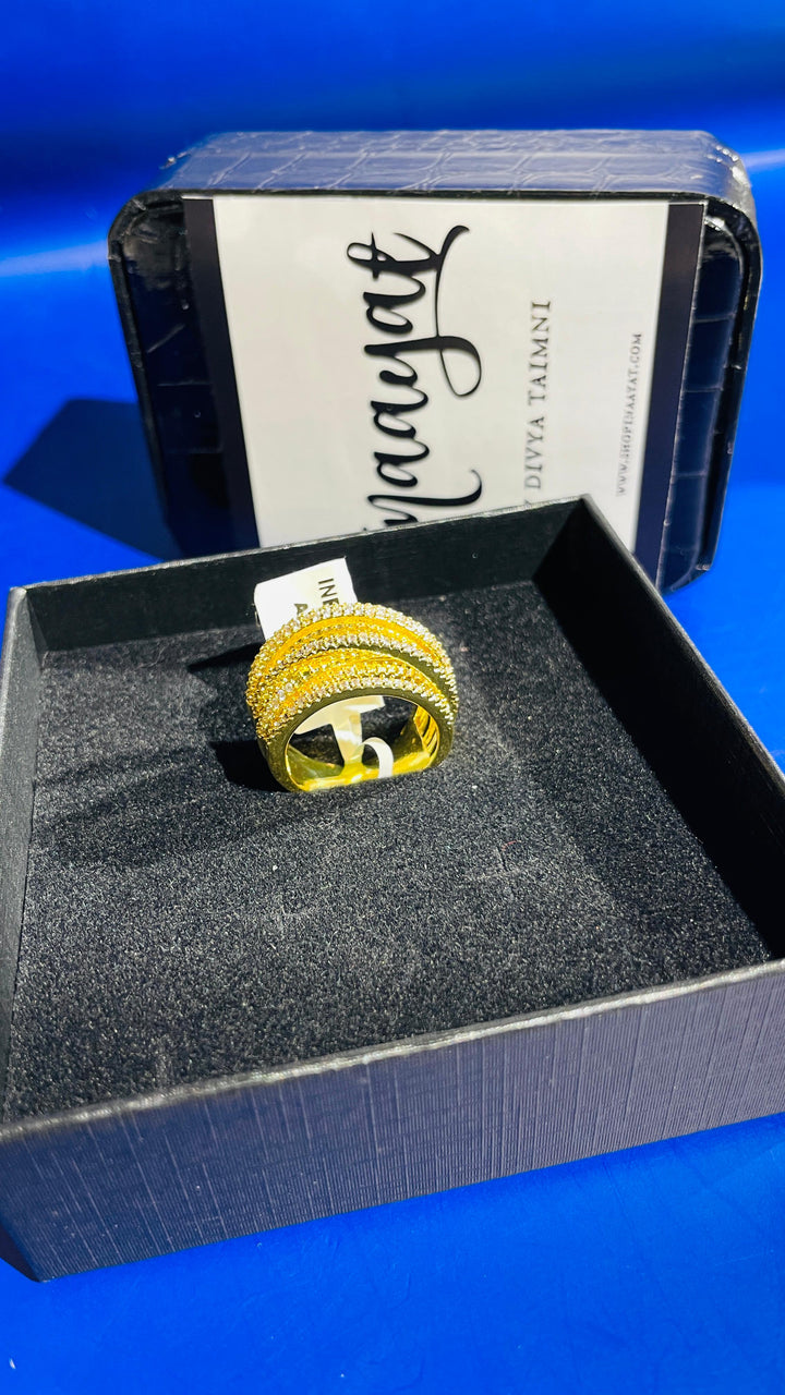 Anu Gold white Ring |Inaayat by Divya Taimni