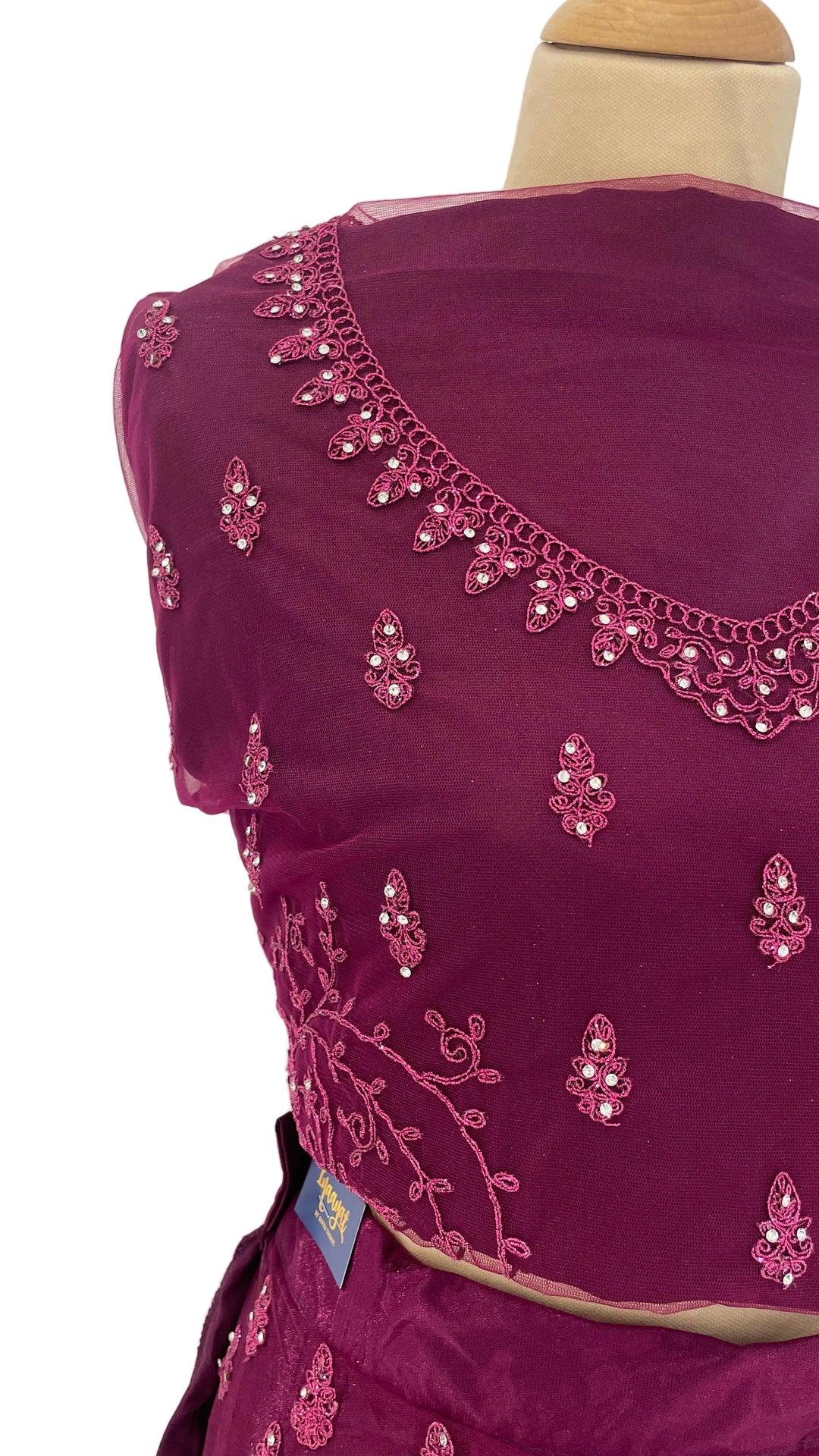 Amani Wine Monochromatic Satin and Net Lehenga Set (Unstitched)| Inaayat by Divya Taimni