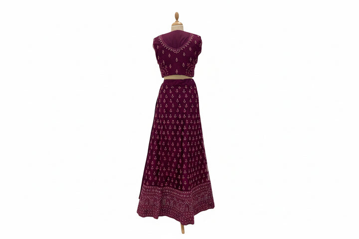 Amani Wine Monochromatic Satin and Net Lehenga Set (Unstitched)| Inaayat by Divya Taimni