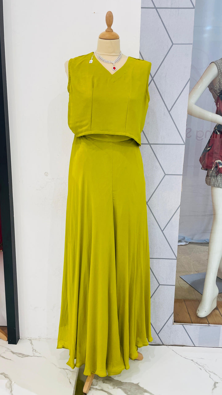 Raisa Lime Green Cape and Sharara Set (Ready to Wear)