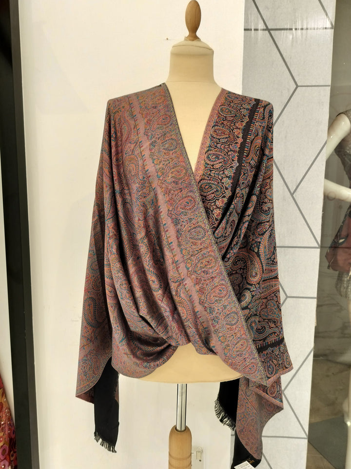 Janvi Black Mixed Cashmere Scarf | House of Inaayat