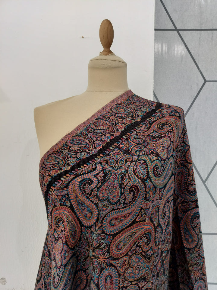 Janvi Black Mixed Cashmere Scarf | House of Inaayat