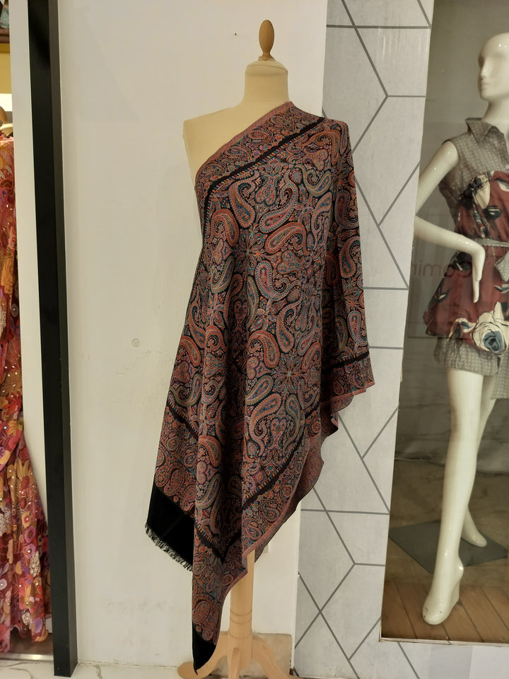 Janvi Black Mixed Cashmere Scarf | House of Inaayat