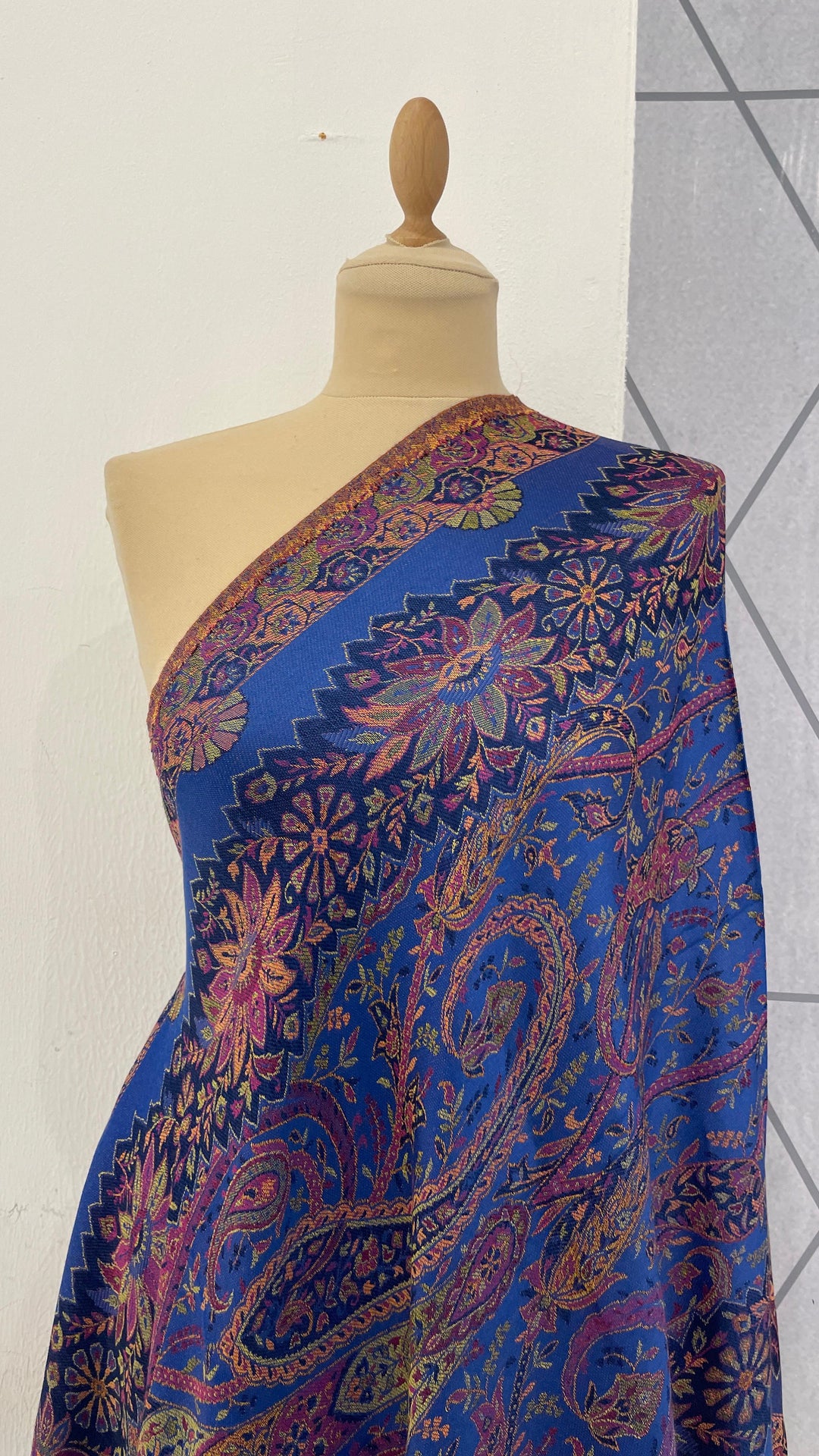 Janvi Cobalt & Purple Mixed Cashmere Scarf | House of Inaayat