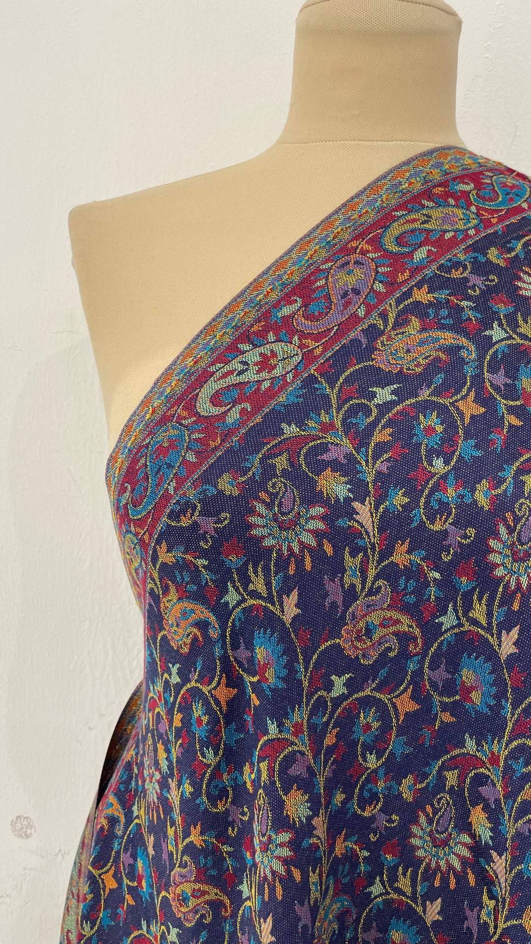 Janvi Midnight Blue Mixed Cashmere Scarf | House of Inaayat