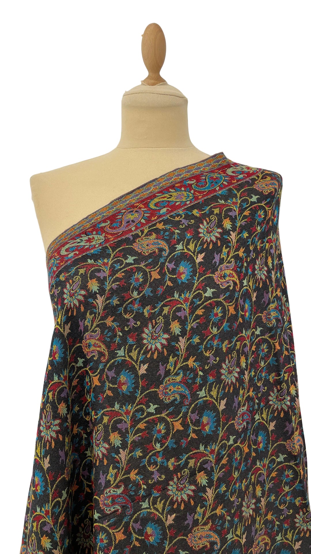 Janvi Black & Blue Mixed Cashmere Scarf | House of Inaayat