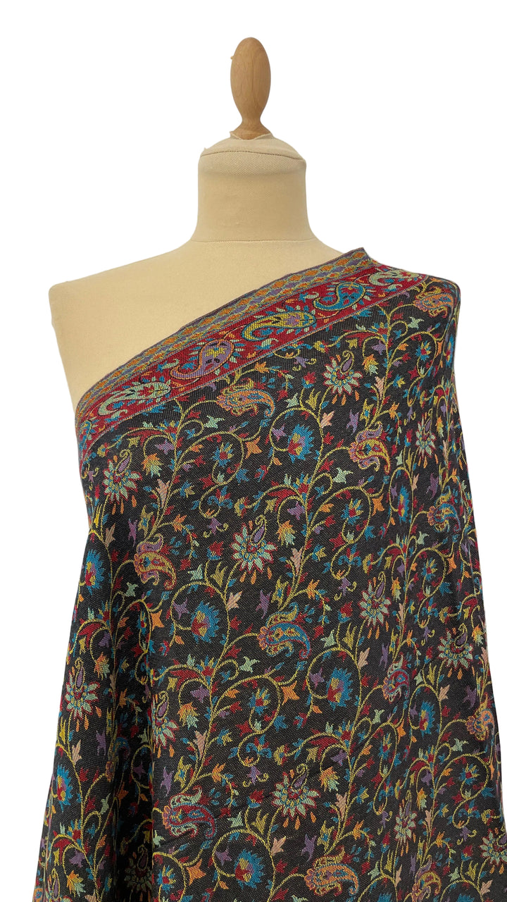 Janvi Black & Blue Mixed Cashmere Scarf | House of Inaayat