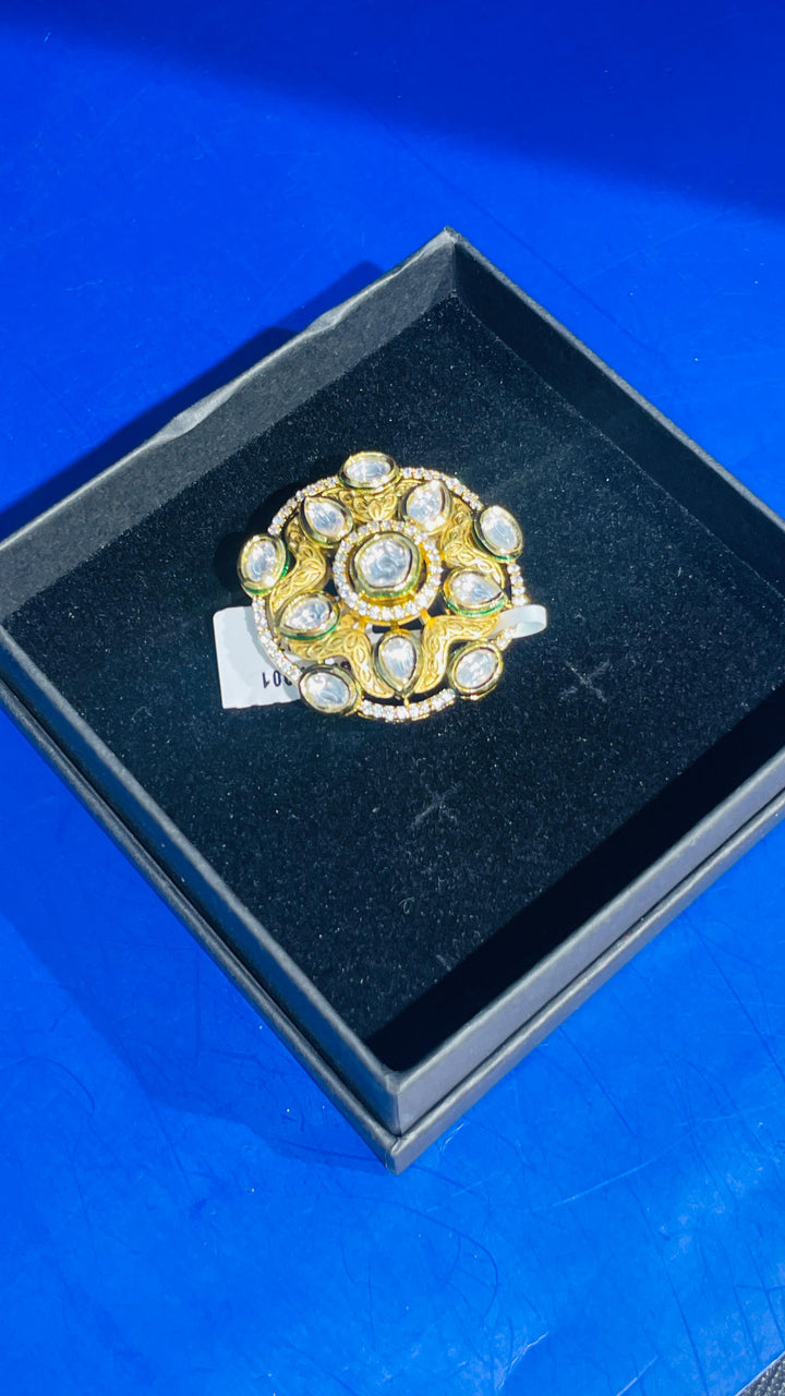 White & Gold Kundan Ring |Inaayat by Divya Taimni