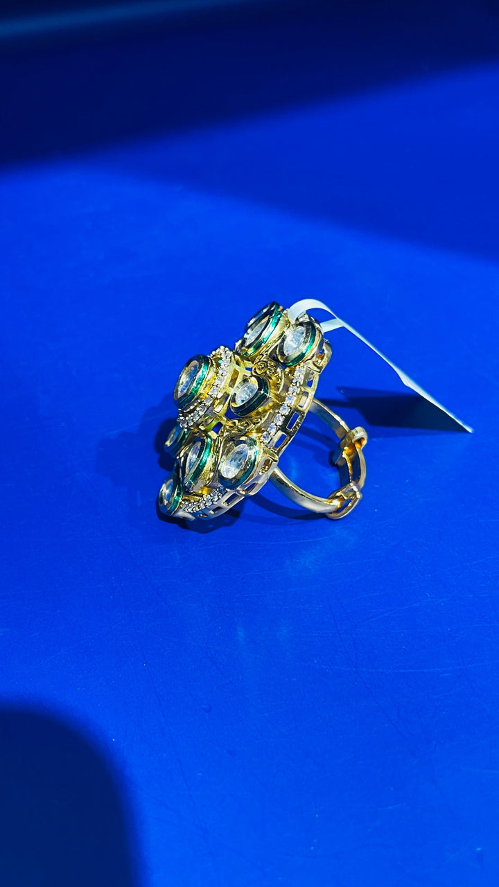 White & Gold Kundan Ring |Inaayat by Divya Taimni