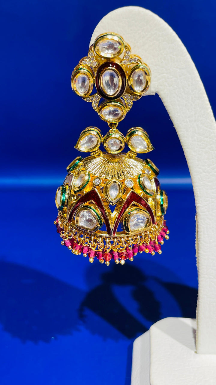 Jhumka with Red Beads Earring |Inaayat by Divya Taimni