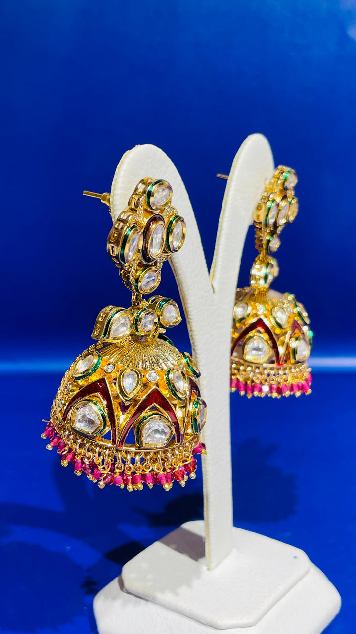 Jhumka with Red Beads Earring |Inaayat by Divya Taimni