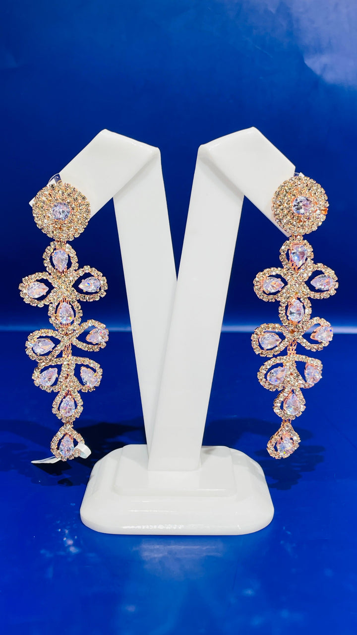 Rose Gold with Crystal Earring|Inaayat by Divya Taimni