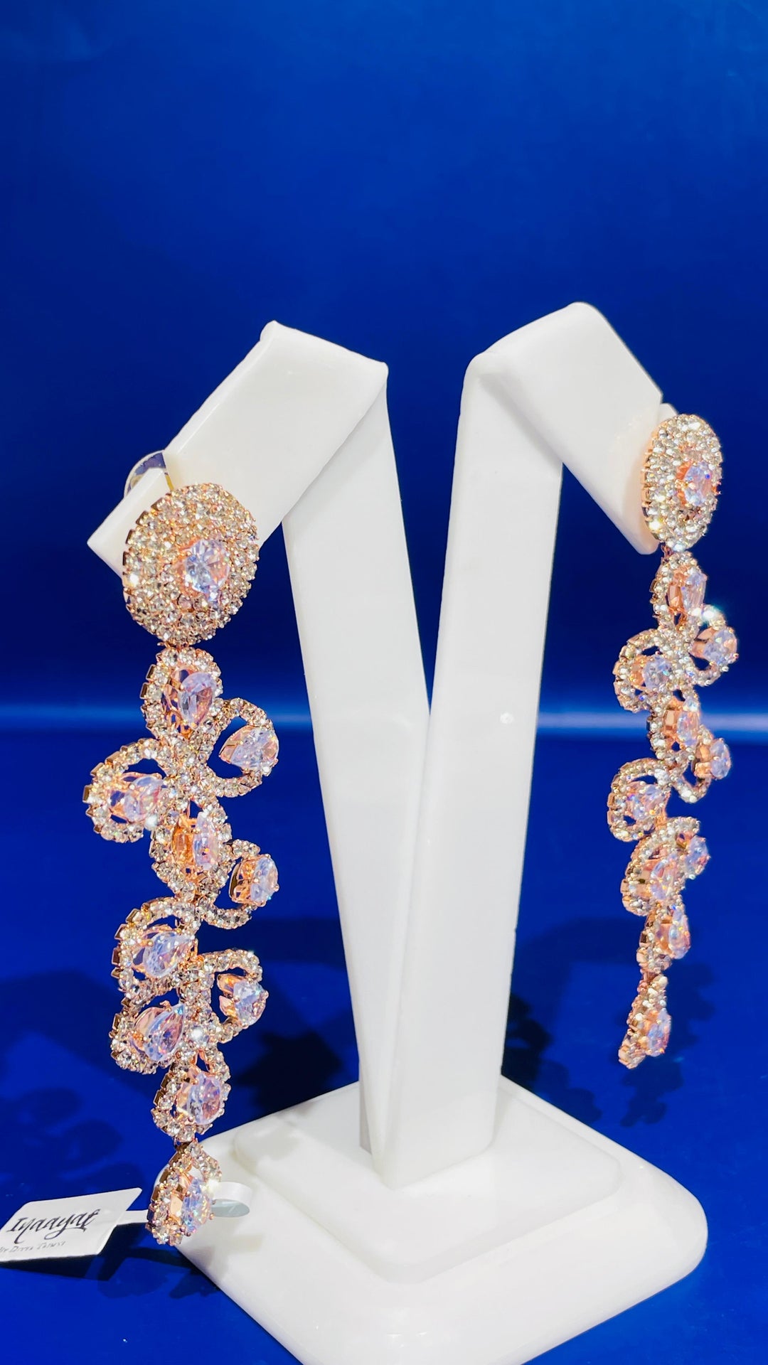 Rose Gold with Crystal Earring|Inaayat by Divya Taimni