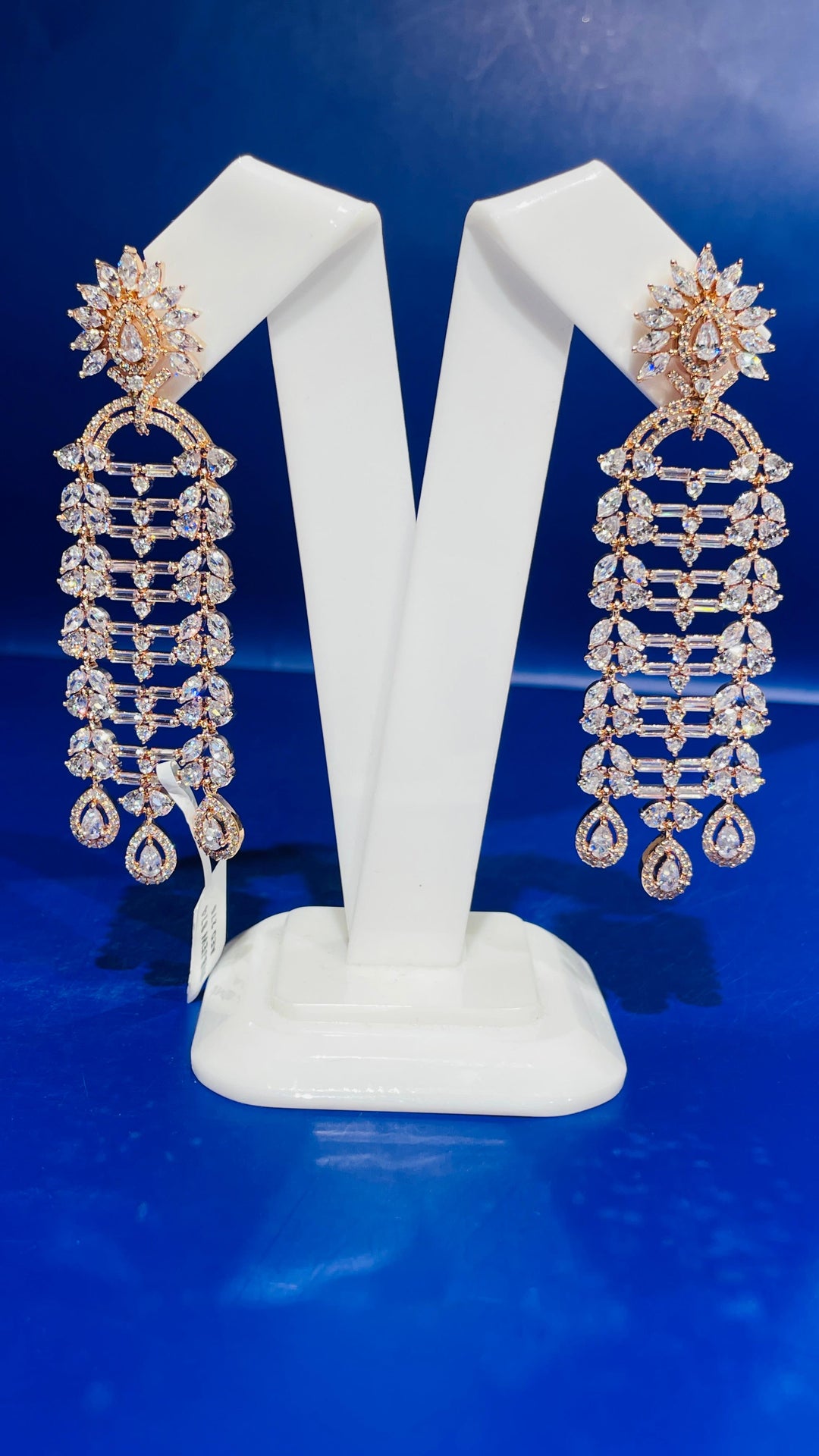 Silver Long Zircon Dangle Earring |Inaayat by Divya Taimni