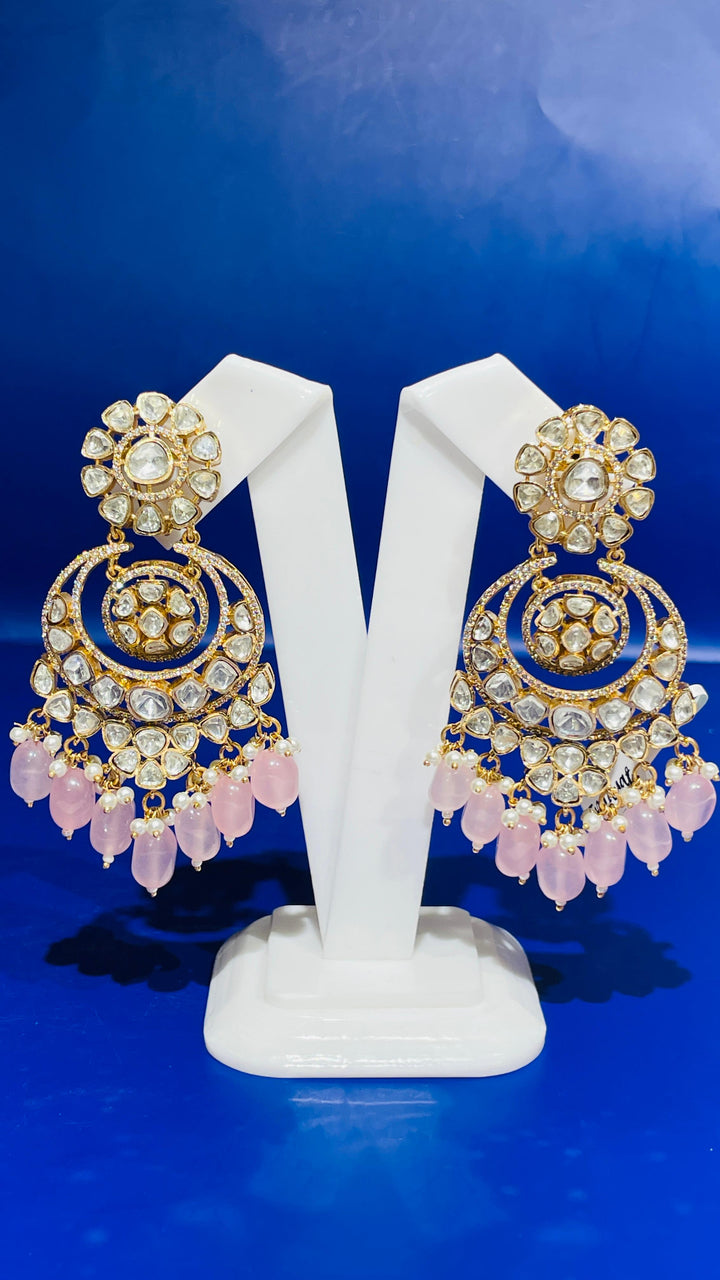 Peach Pink Chandbali with Peach  Pearl Drops Earring |Inaayat by Divya Taimni