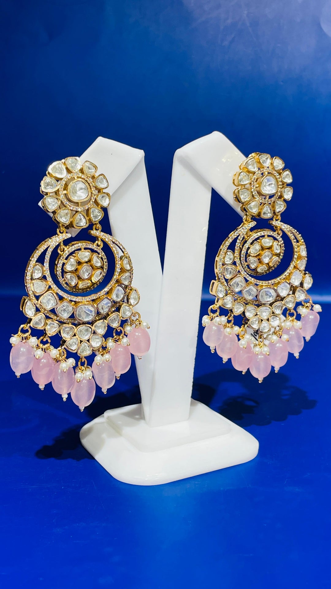 Peach Pink Chandbali with Peach  Pearl Drops Earring |Inaayat by Divya Taimni