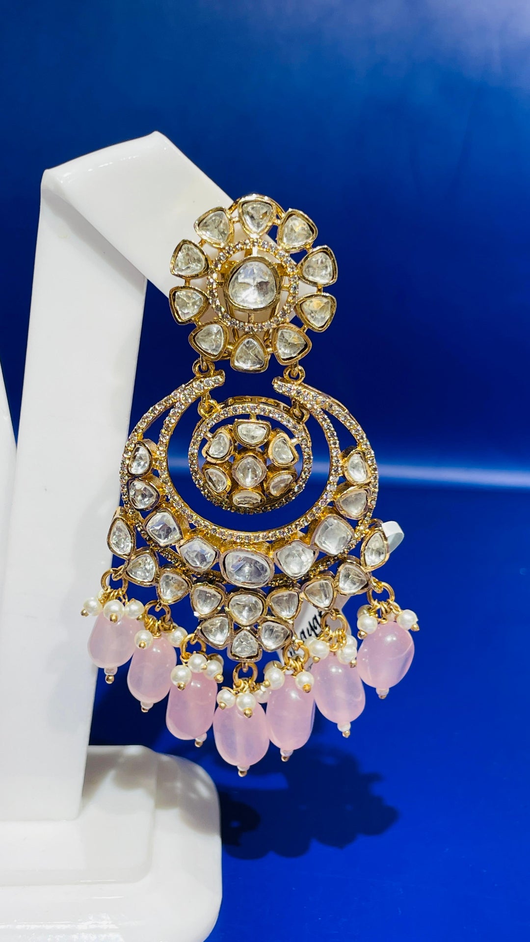 Peach Pink Chandbali with Peach  Pearl Drops Earring |Inaayat by Divya Taimni