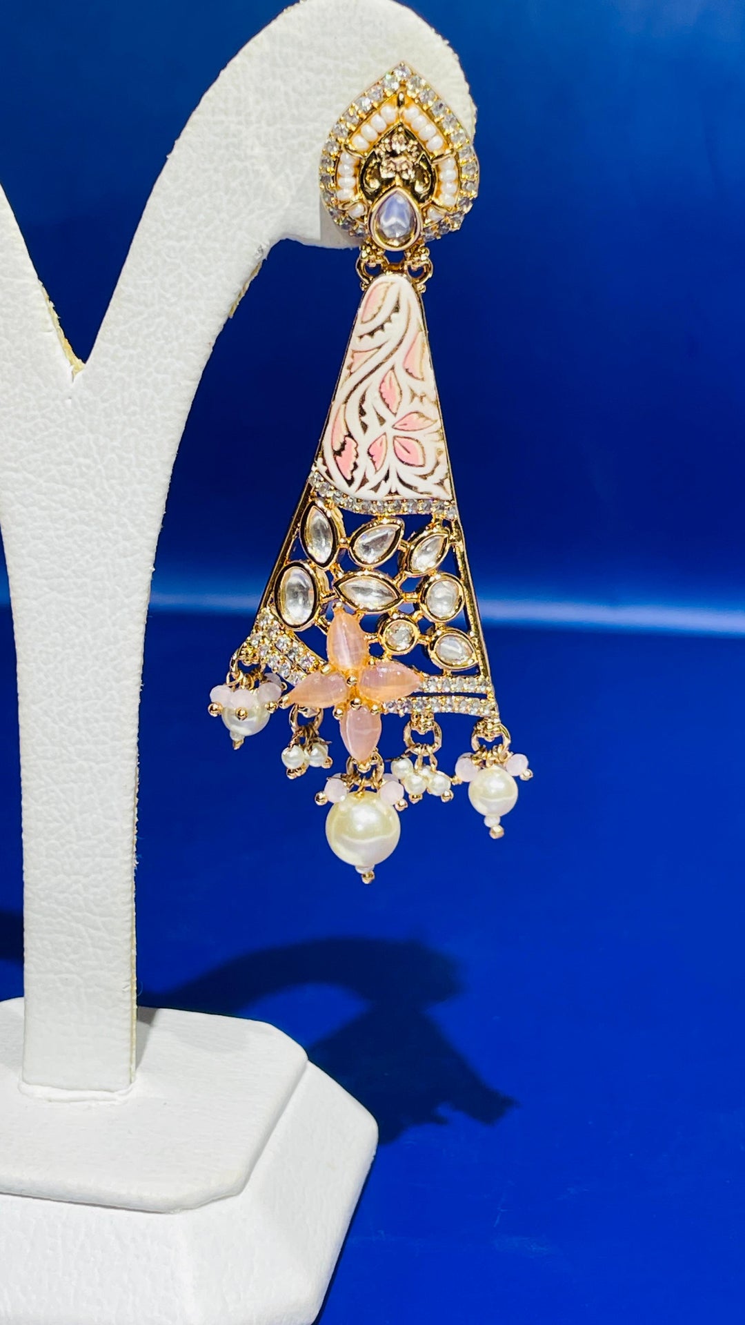 Meenakari Gold with Peach Pink Enamel Earring