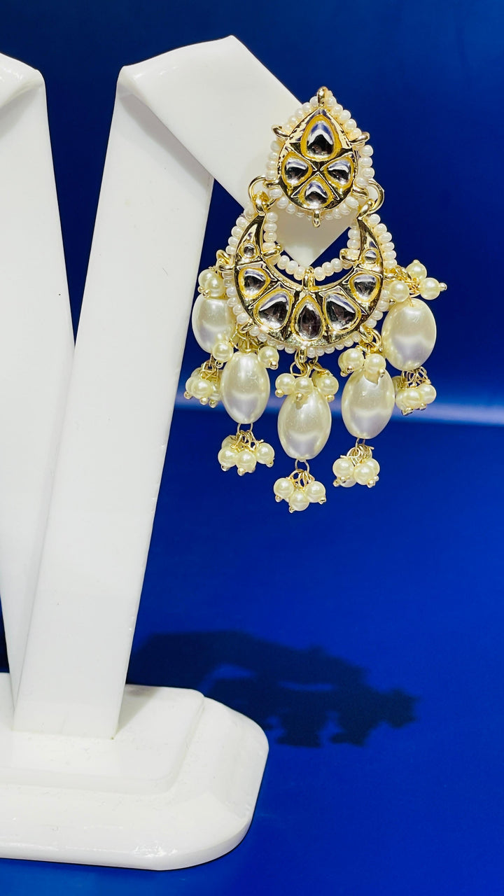 Shayma Chandbali Maroon Pearl Drops Earrings|Inaayat by Divya Taimni