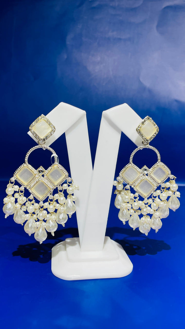 Shayma Gold with Red Pearl Drops Earrings|Inaayat by Divya Taimni