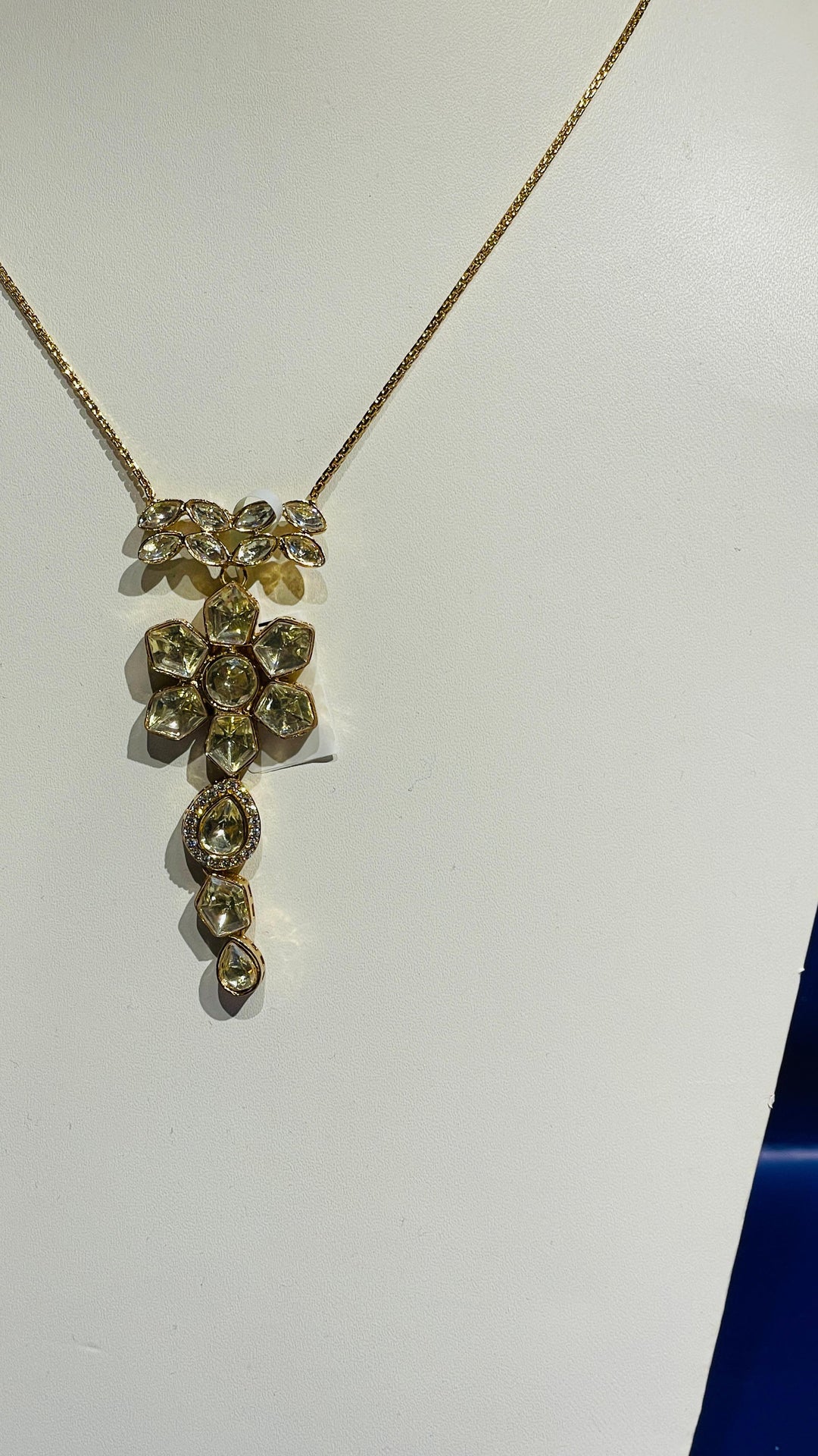Gold Chain with Moissanite Pendent and Earrings Set