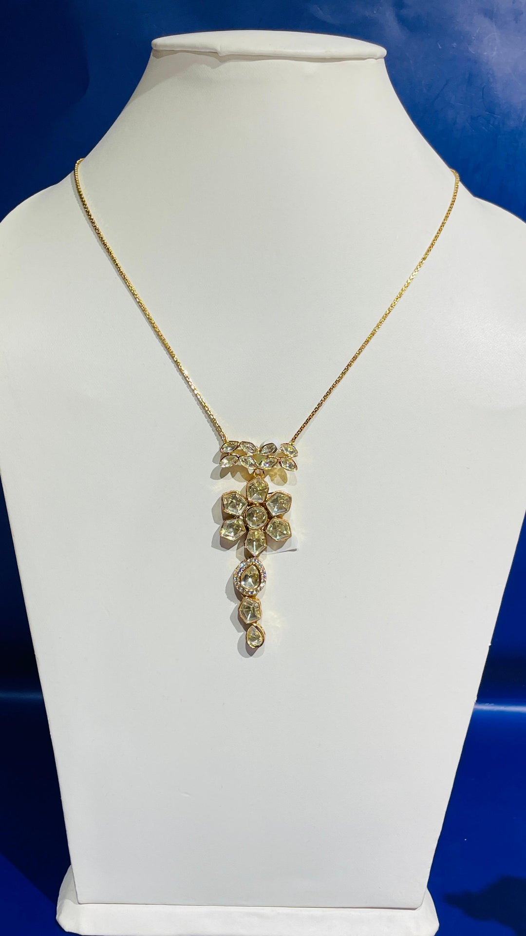 Gold Chain with Moissanite Pendent and Earrings Set