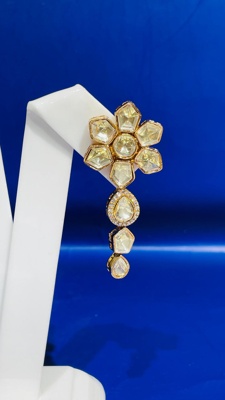 Gold Chain with Moissanite Pendent and Earrings Set