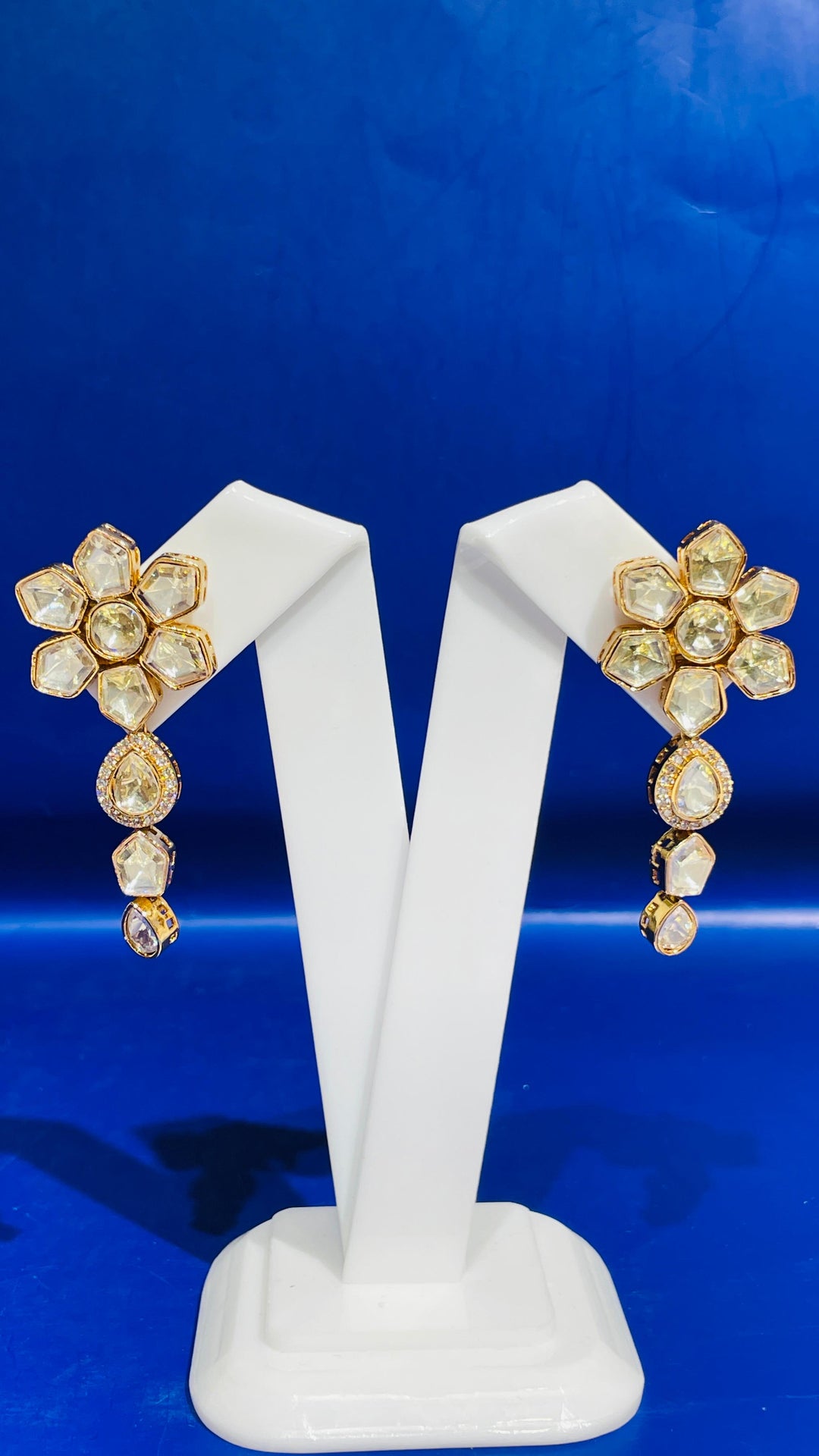 Gold Chain with Moissanite Pendent and Earrings Set