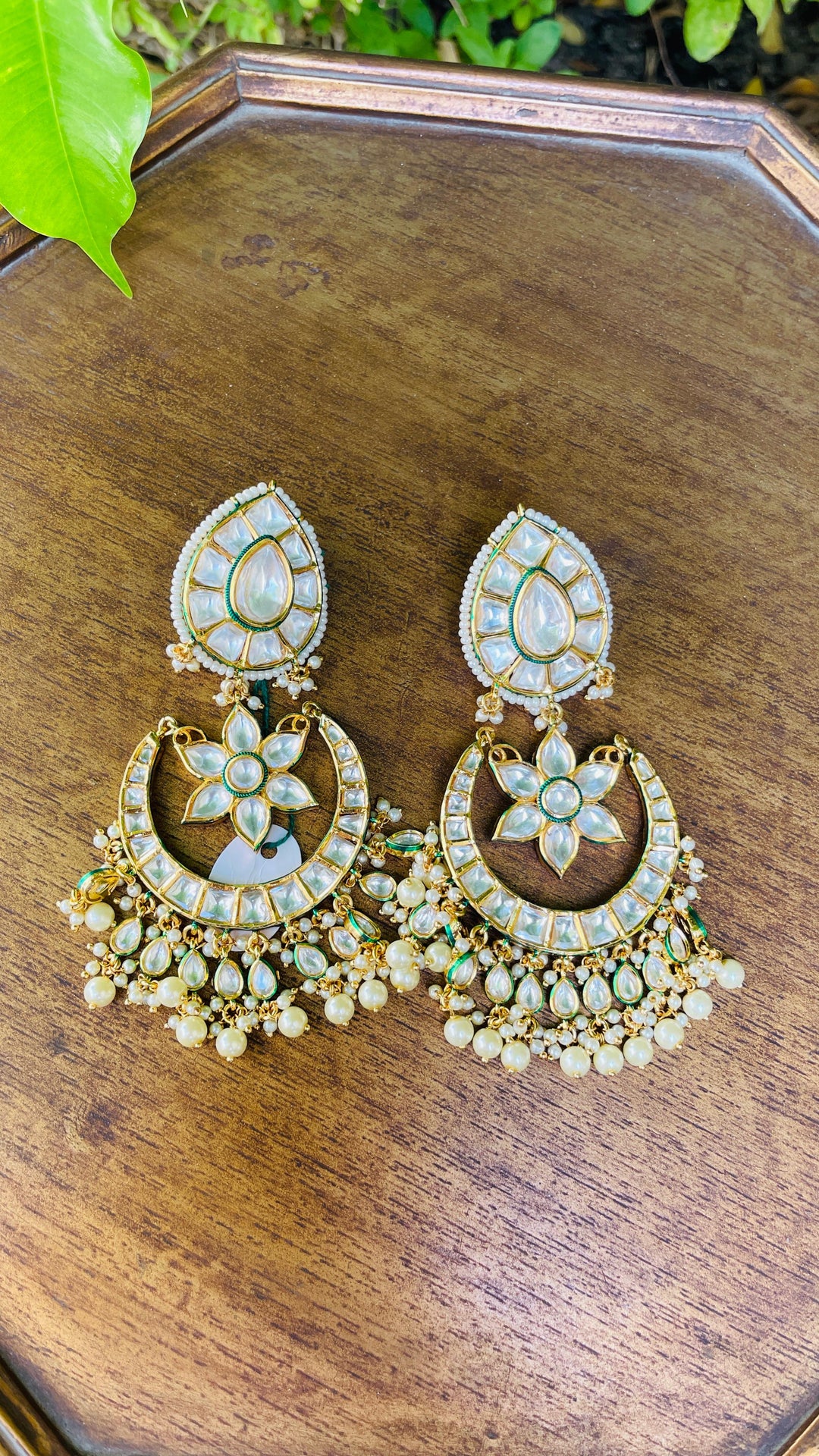 Chandbali with white Pearl Drops Earring|Inaayat by Divya Taimni