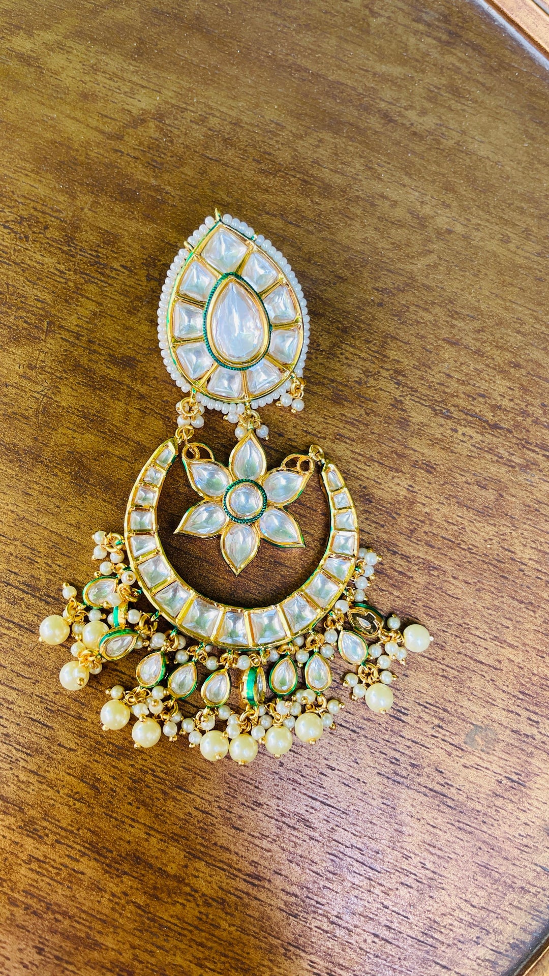 Chandbali with white Pearl Drops Earring|Inaayat by Divya Taimni