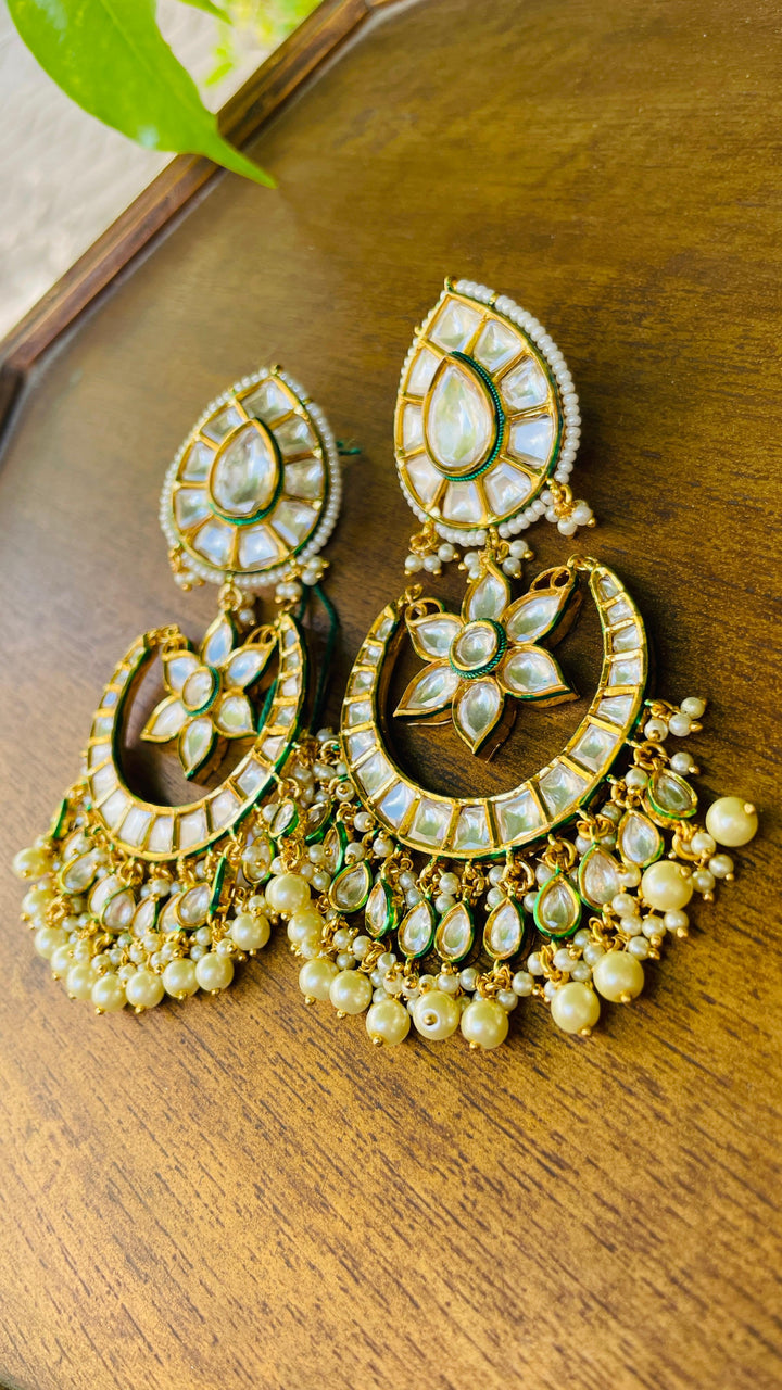 Chandbali with white Pearl Drops Earring|Inaayat by Divya Taimni