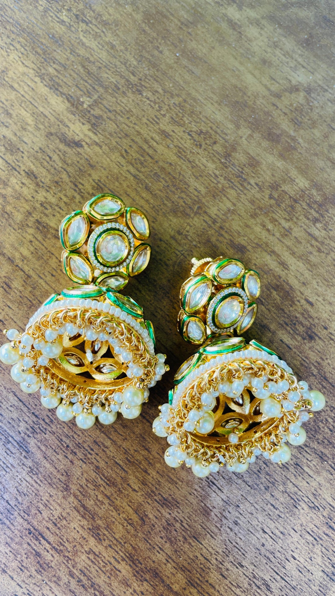 Emerald Green Jhumka with Green Drop Earring |Inaayat by Divya Taimni