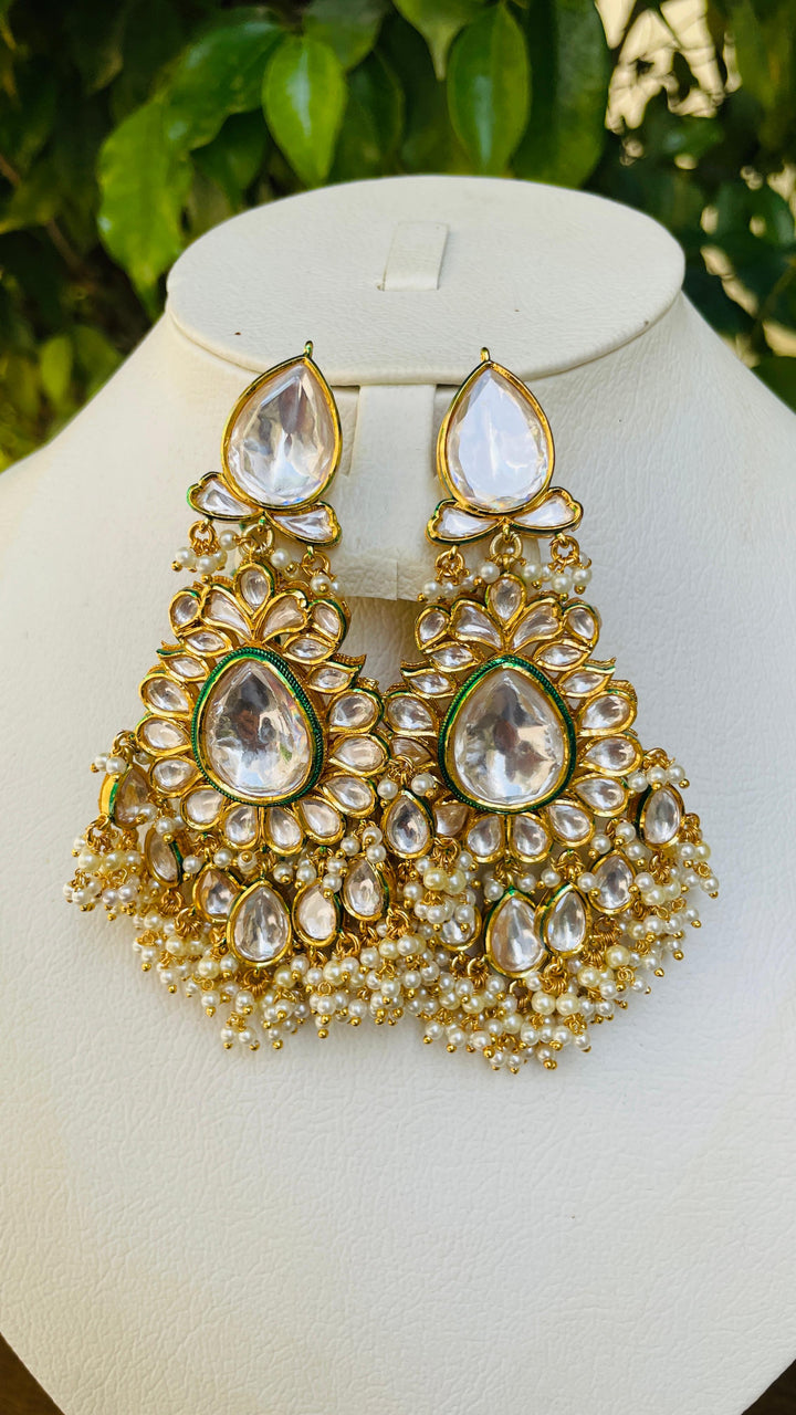 Tear Drop Kundan with Rice Pearl Drops Earring ||Inaayat by Divya Taimni