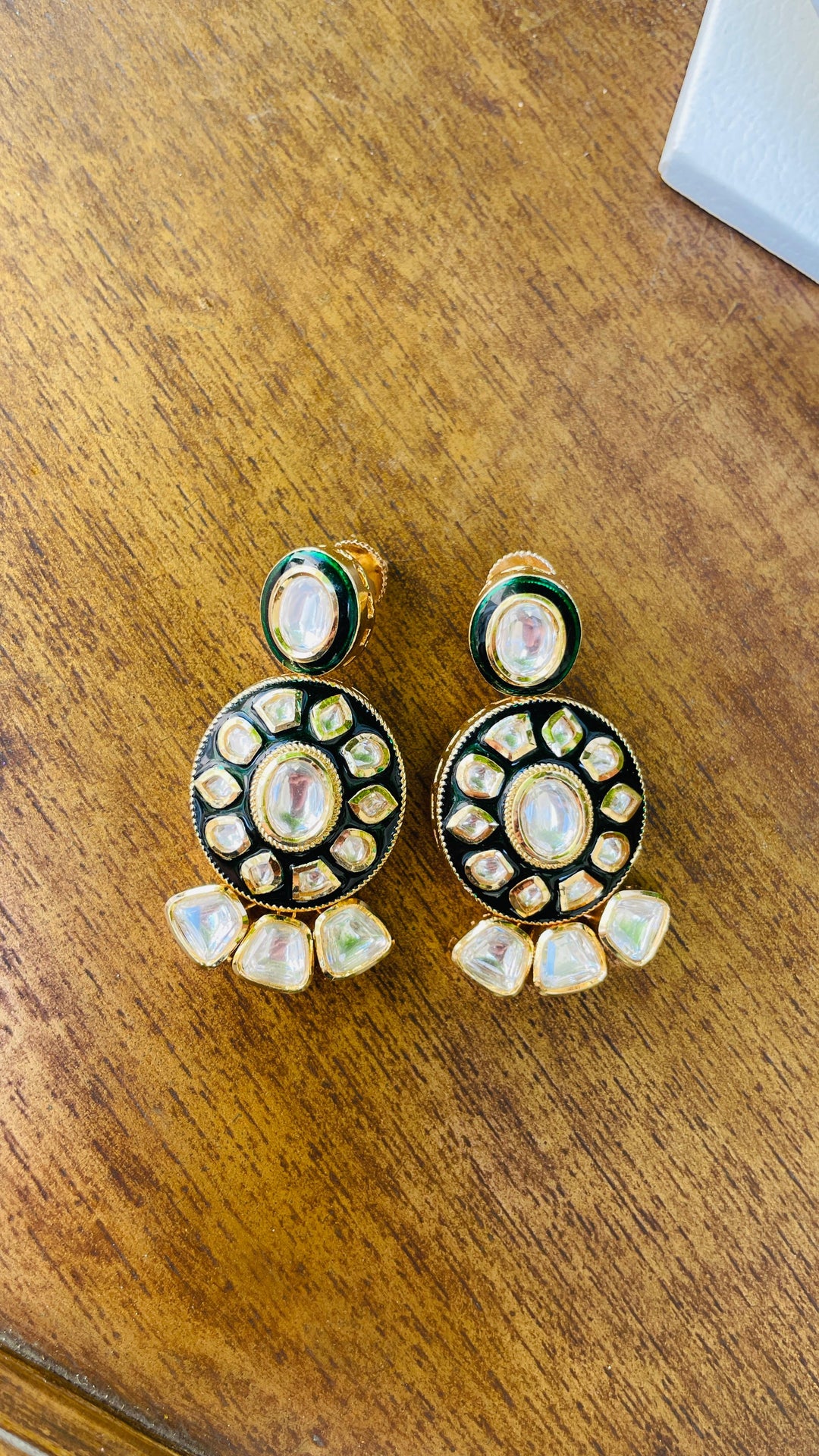 Emerald Green and Mossanite Necklace and Earrings Set | Inaayat by Divya Taimni