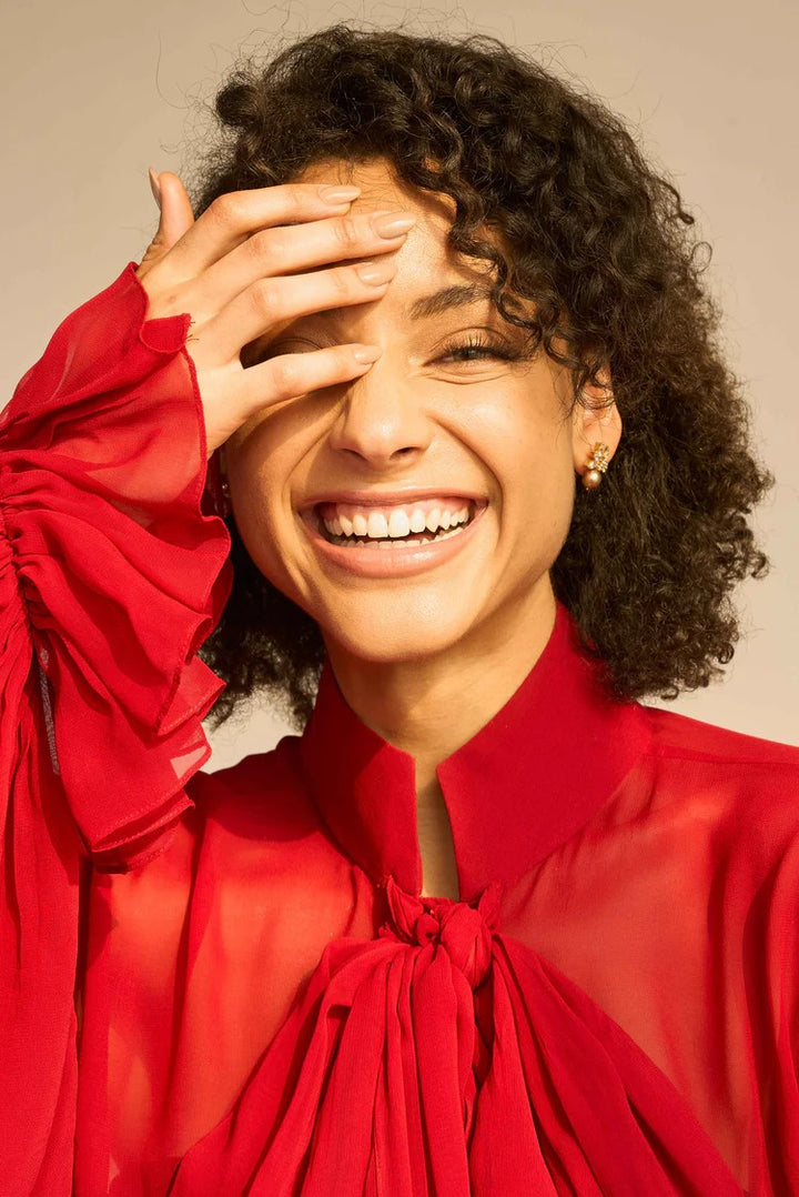 Monroe Red Georgette Blouse | Duchess Kumari