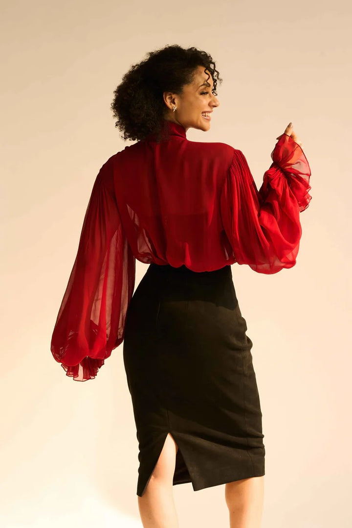 Monroe Red Georgette Blouse | Duchess Kumari