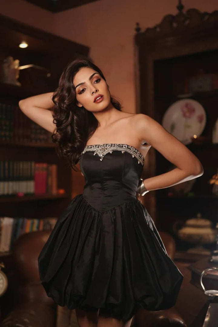 Midnight Bloom taffeta mini dress | Duchess Kumari