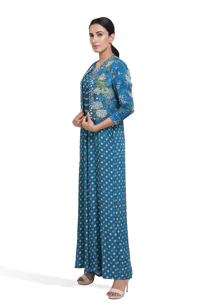 Blue Bandhini Print Jumpsuit | The Bumble Bee