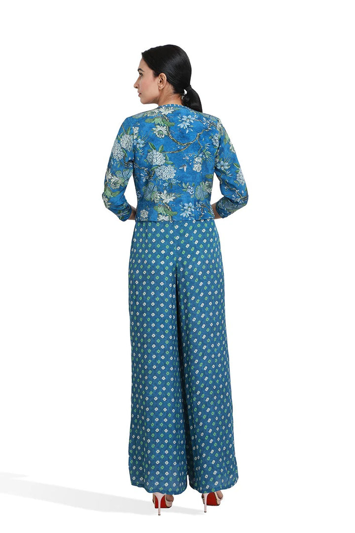 Blue Bandhini Print Jumpsuit | The Bumble Bee