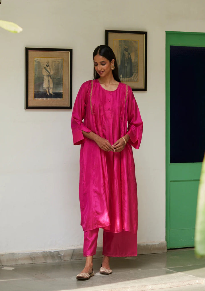 Pink Fuchsia Festive Silk Kurta Set | Andaaz by Jyoti Dhawan